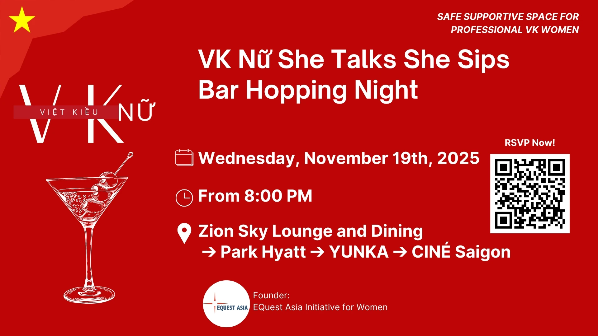 [HCM] VK Nữ She Talks, She Sips – Bar Hopping Night